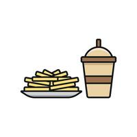 Drink and fried fries set icon styled for modern audiences, perfect for trendy cafes or pop-up food brands vector