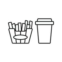 Drink and fried fries set icon highlighting the irresistible appeal of crispy fries and cool drinks vector