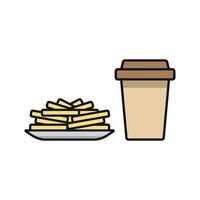 Drink and fried fries set icon with a tidy and adaptable design, perfect for app icons or quick-service menus vector