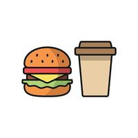 Drink and hamburger set icon with a handmade charm, perfect for food trucks or artisanal burger joints vector
