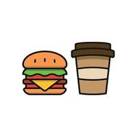 Drink and hamburger set icon with a welcoming design, ideal for casual dining spots or snack bars vector