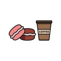 Drink and macaron set icon designed with lively, colorful details, perfect for playful branding or youth campaigns. vector