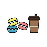 Drink and macaron set icon bursting with fresh colors, ideal for promoting desserts or sweet beverages vector