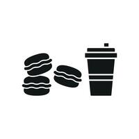 Drink and macaron set icon with a welcoming vibe, perfect for casual dessert spots or snack bar vector