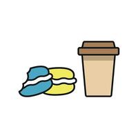 Drink and macaron set icon styled with subtle sophistication, great for chic branding or event menus vector