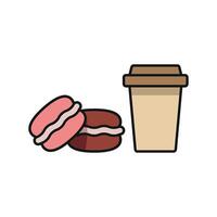 Drink and macaron set icon designed with playful colors, perfect for targeting younger audiences or casual dessert lovers vector