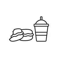Drink and macaron set icon showcasing vibrant pastel colors, ideal for branding seasonal menus or spring collections vector