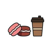 Drink and macaron set icon capturing the essence of sweet indulgence, ideal for dessert shops or tea lounges. vector