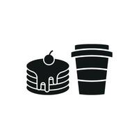 Drink and pancake set icon styled with elegance, perfect for upscale brunch menus or modern eateries. vector