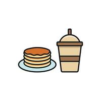 Drink and pancake set icon bursting with vibrant colors, perfect for energizing breakfast campaigns vector