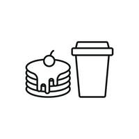 Drink and pancake set icon showcasing golden pancakes and refreshing drinks, great for promoting hearty breakfasts vector