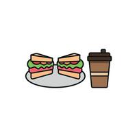 Drink and sandwich set icon with a sleek, contemporary design, ideal for quick-service restaurants or food delivery apps vector