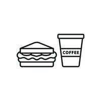 Drink and sandwich set icon featuring a simple, modern style, great for websites, menus, or packaging vector