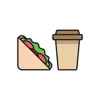 Drink and sandwich set icon evoking a warm, homemade feel, perfect for local bakeries or artisanal eateries vector