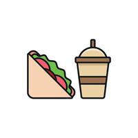 Drink and sandwich set icon designed with playful elements, ideal for family-friendly cafes or casual dining spots vector