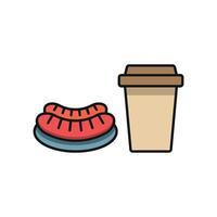 Drink and sausage set icon showcasing a satisfying combination of savory sausages and refreshing beverages, perfect for casual dining vector