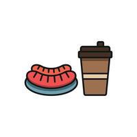 Drink and sausage set icon with playful elements, ideal for family-friendly events or festival menus vector