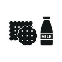 Milk and biscuit set icon with cheerful colors and whimsical details, perfect for family-friendly dining vector