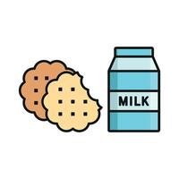 Milk and biscuit set icon reflecting a classic design, ideal for traditional snack branding or menus vector