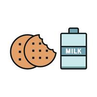 Milk and biscuit set icon styled for upscale settings, ideal for premium dessert branding vector