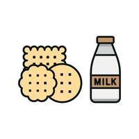 Milk and biscuit set icon with bold, dynamic colors, perfect for promoting lively events or snack bars vector