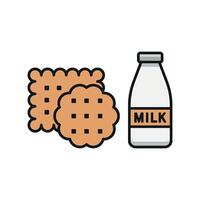 Milk and biscuit set icon designed for playful, youthful branding, great for kids menus or packaging vector