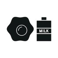 Milk and egg set icon featuring a timeless combination, ideal for traditional breakfast concepts or diner branding vector