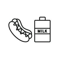 Milk and hot dog set icon with lively colors and dynamic elements, great for sports event branding or fast-food chains vector