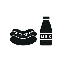 Milk and hot dog set icon combining the richness of milk with the hearty taste of a hot dog, perfect for unique menus vector