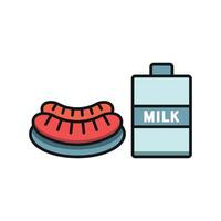 Milk and sausage set icon showcasing a comforting, classic pairing, perfect for breakfast menus or traditional diners vector