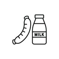 Milk and sausage set icon with vibrant tones and appealing visuals, great for breakfast cafes or snack promotions vector