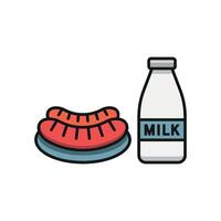Milk and sausage set icon with unique and imaginative details, ideal for boutique food trucks or custom branding vector