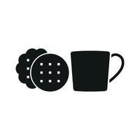 Tea and biscuit set icon with a focus on the comforting combination of flavors, perfect for dessert menus vector