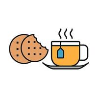 Tea and biscuit set icon evoking a warm, traditional pairing perfect for afternoon teas or cozy cafe vector