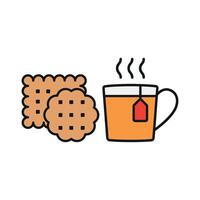 Tea and biscuit set icon with a cheerful and colorful design, ideal for family tea parties or childre vector