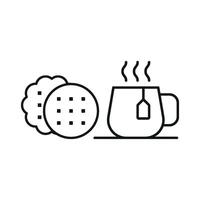 Tea and biscuit set icon combining sweet biscuits with rich, comforting tea, ideal for indulgent dessert menus vector