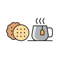 Tea and biscuit set icon designed for a premium experience, ideal for upscale tearooms or exclusive events vector