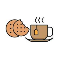 Tea and biscuit set icon suitable for a wide range of settings, from breakfast menus to afternoon delights vector