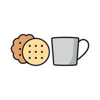 Tea and biscuit set icon with a straightforward, friendly design, ideal for casual tea spots or grab-and-go offerings vector