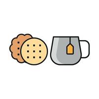 Tea and biscuit set icon offering a refined and balanced look, perfect for upscale afternoon tea services vector