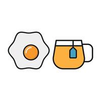 Tea and egg set icon highlighting fresh, nutrient-rich ingredients ideal for nutritious meals vector