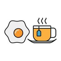 Tea and egg set icon with vibrant colors and inviting visuals, great for casual dining or bistros vector