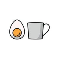 Tea and egg set icon styled for a premium, luxurious feel, perfect for upscale brunch services. vector