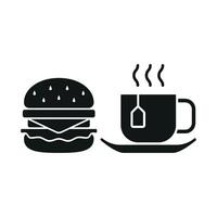 Tea and hamburger set icon showcasing a filling, classic meal perfect for lunch or casual dining vector