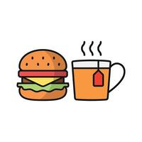 Tea and hamburger set icon showcasing a timeless, satisfying meal combination vector
