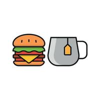 Tea and hamburger set icon creating a relaxed, comforting atmosphere for tea lovers vector