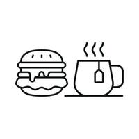Tea and hamburger set icon featuring a flavorful combination with fresh, quality ingredients vector