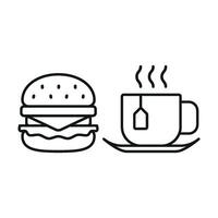 Tea and hamburger set icon blending sweet and savory elements for a rich, indulgent experience vector