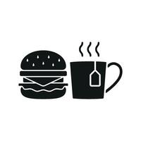 Tea and hamburger set icon designed with a bold, visually appealing look for attention-grabbing branding vector