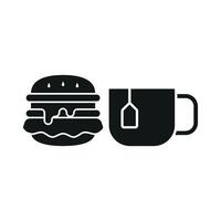 Tea and hamburger set icon with artistic flair, perfect for creative food concepts or themed events vector